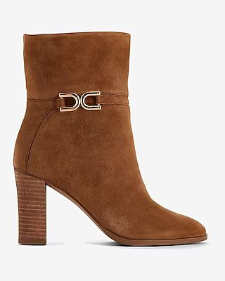 Suede Buckle Heeled Ankle Boot | Express
