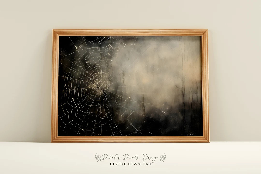 Halloween Wall Art Printable Webbing Halloween Rustic Halloween Decor Halloween Painting Spooky W... | Etsy (US)