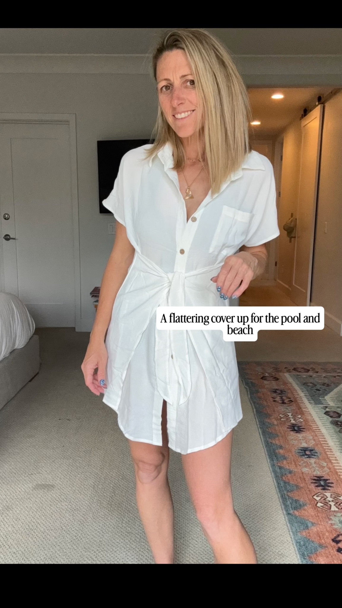 One of my favorite Amazon finds this white button on swim cover-up is so flattering.  Love the tie at the waist. It really gives you a pretty silhouette.

#SwimCoverup #VacationOutfit ￼#BeachDress #July4th￼￼

#LTKSeasonal #LTKSwim #LTKTravel