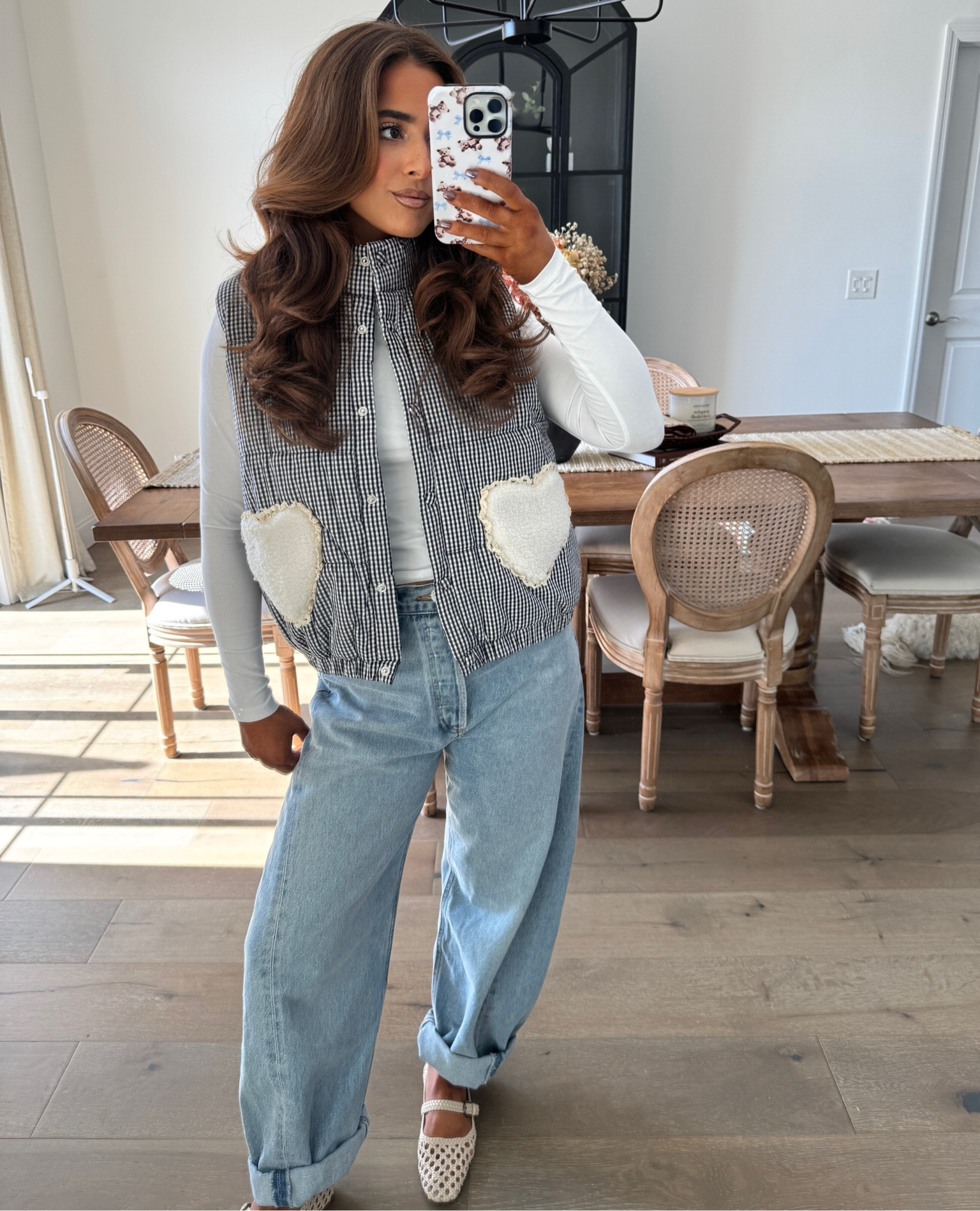 Fall layering made lovely — a checkered vest with heart lace detailing for a touch of charm and warmth 🤎🍂✨

#LTKFallSale #LTKSeasonal #LTKWorkwear