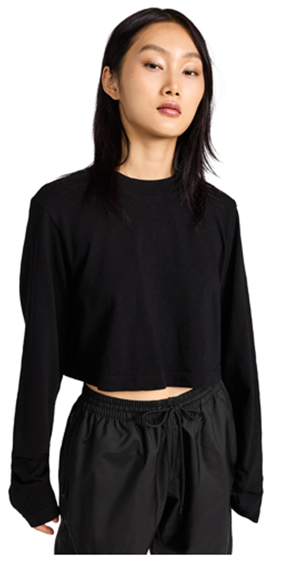 Cotton Citizen Tokyo Crop Long Sleeve Tee Jet Black XS | Shopbop