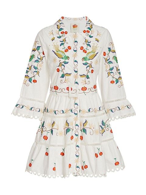 Pitanga Embroidered Belted Minidress | Saks Fifth Avenue