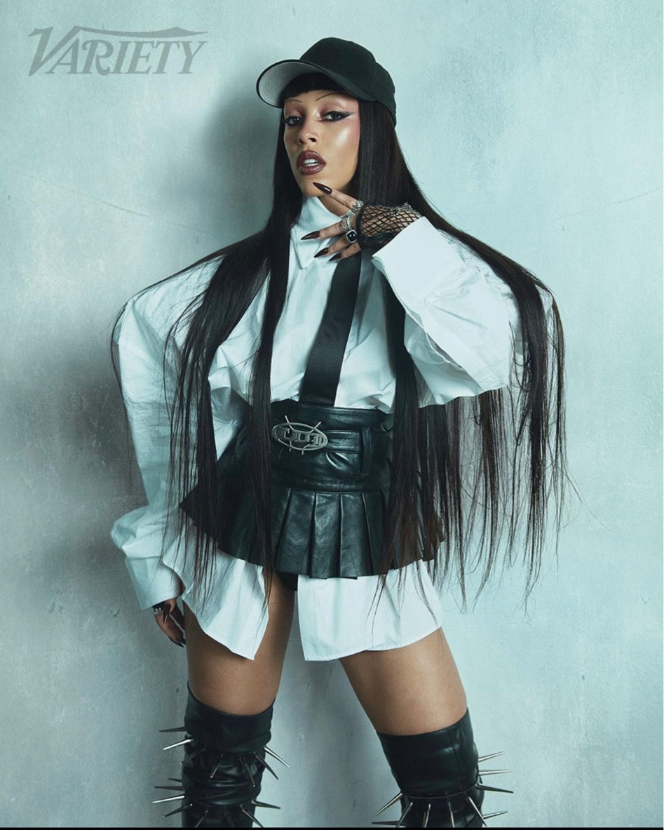 Doja Cat for the February issue of Variety Magazine. This look is so edgy. I love how Doja is truly in her “wear whatever i want” era. She’s strategically dressing outside the box but staying true to the edge she has always possessed. Diesel’s brand has really spoken to me when it comes to mixing in alt styles. Layering the belts I provided would be a look! 🖤✨

#LTKshoecrush #LTKstyletip #LTKFind