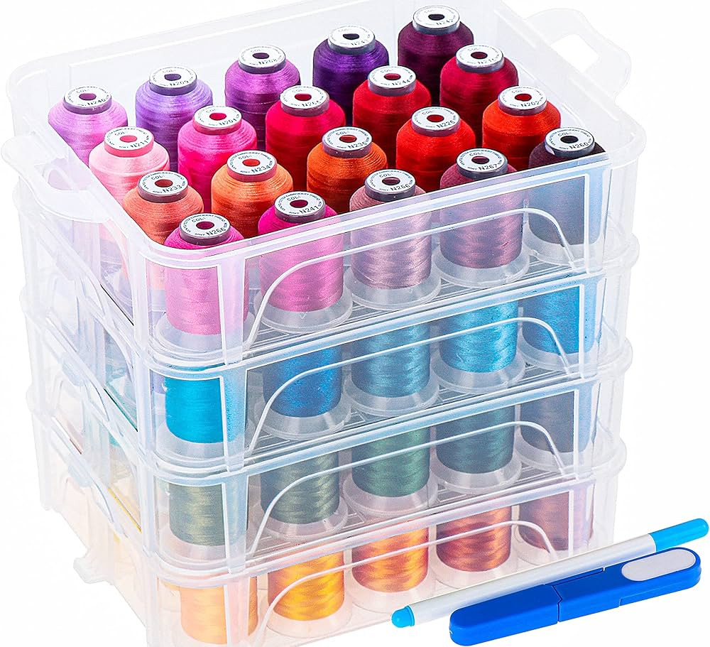 New brothread 80 Spools 500m Each Embroidery Machine Thread with Clear Plastic Storage Box - Colo... | Amazon (US)