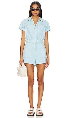 Show Me Your Mumu Cannon Romper in Spring Blue Denim from Revolve.com | Revolve Clothing (Global)