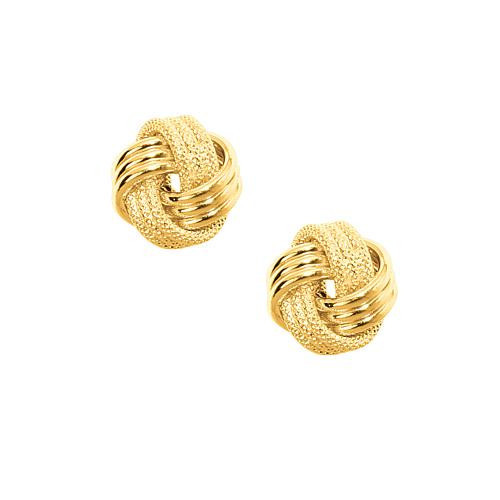 Royal Chain 10K Yellow Gold Love Knot Post Earring with Push Back Clasp | HSN