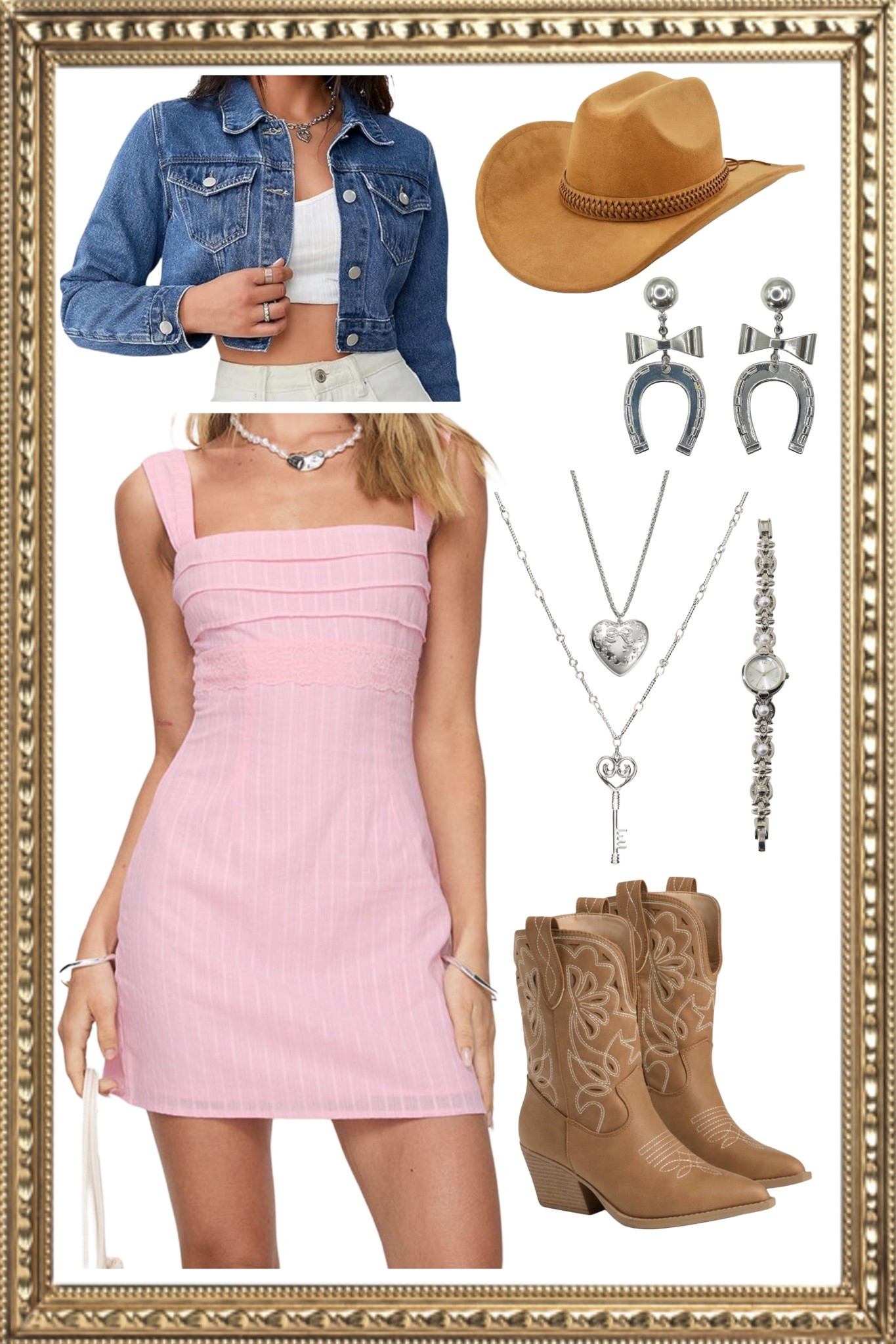 Cute western inspired pink casual fit. The pink mini dress is by from Princess Polly paired with a cropped jean jacket. The perfect feminine fit for a festival event of just a casual outing. 


#LTKStyleTip #LTKFestival #LTKActive