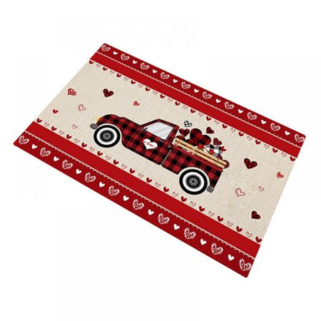 Xmarks Indoor Doormat Entryway Rugs Valentine s Day Truck and Love Heart Balloon Red Floor Mats for  | Walmart (US)