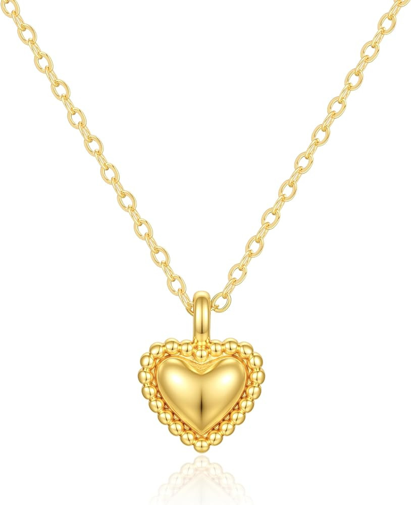 Dainty Heart Necklace for Women, 14k Gold Plated/Rose Gold/Silver Tiny Cute Heart Pendant Necklac... | Amazon (US)