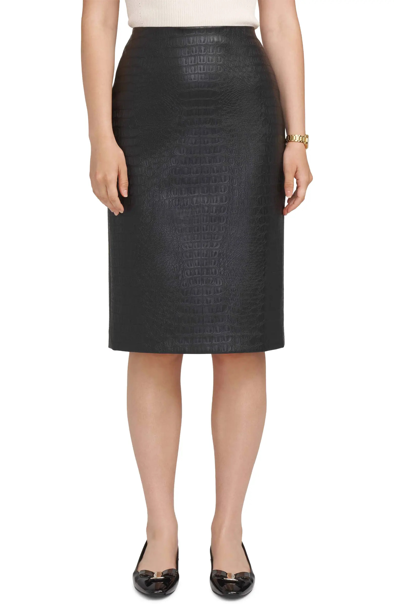 Anne Klein Croc Embossed Faux Leather Skirt | Nordstrom | Nordstrom