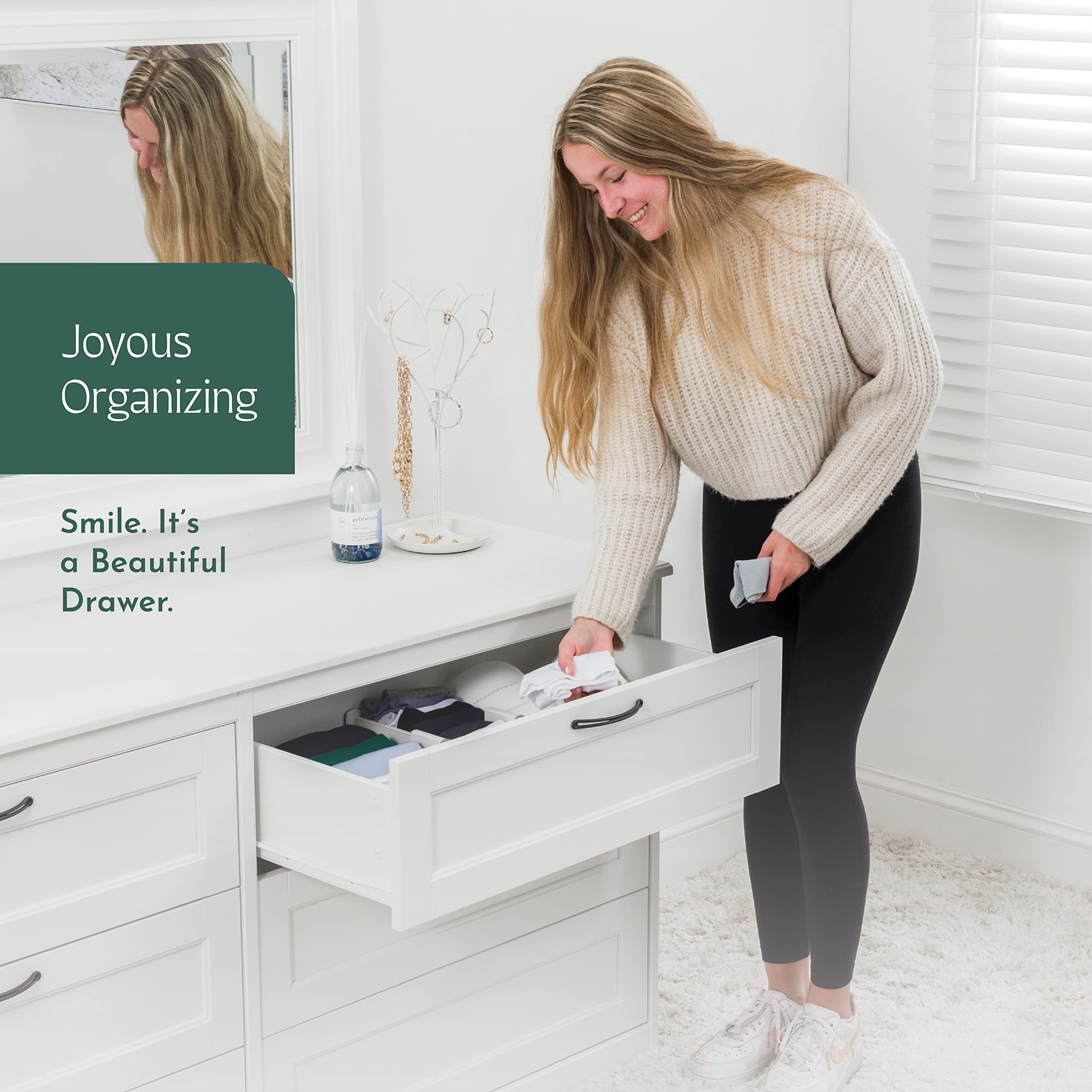 Adjustable Drawer Dividers, [4 Pack] Adjusting Length from 11 Inch - 17 Inch. Tall Drawer Organiz... | Amazon (US)