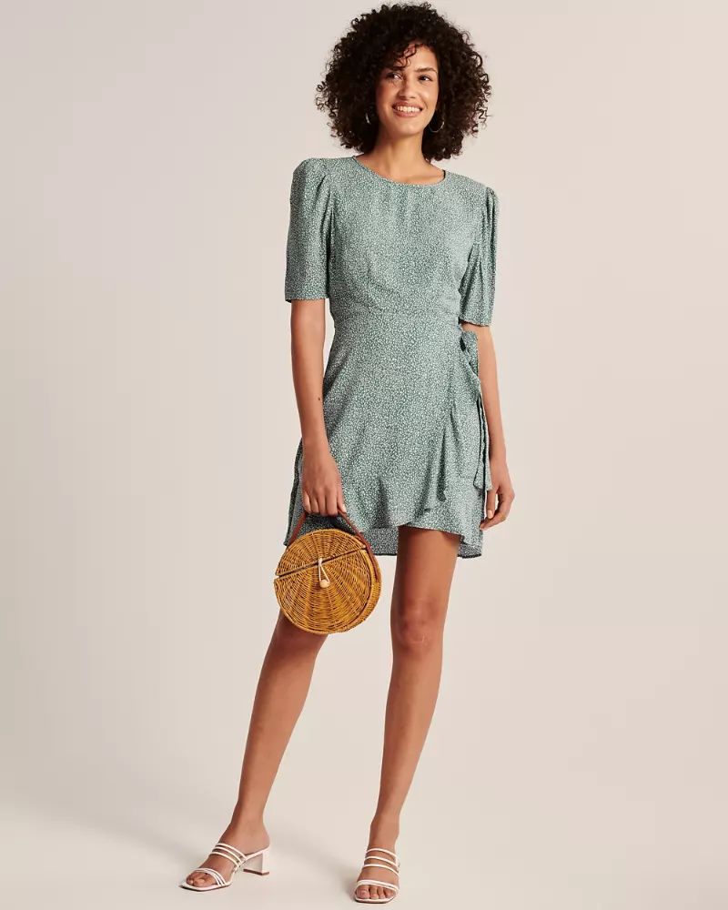 High-Neck Wrap Dress | Abercrombie & Fitch (US)