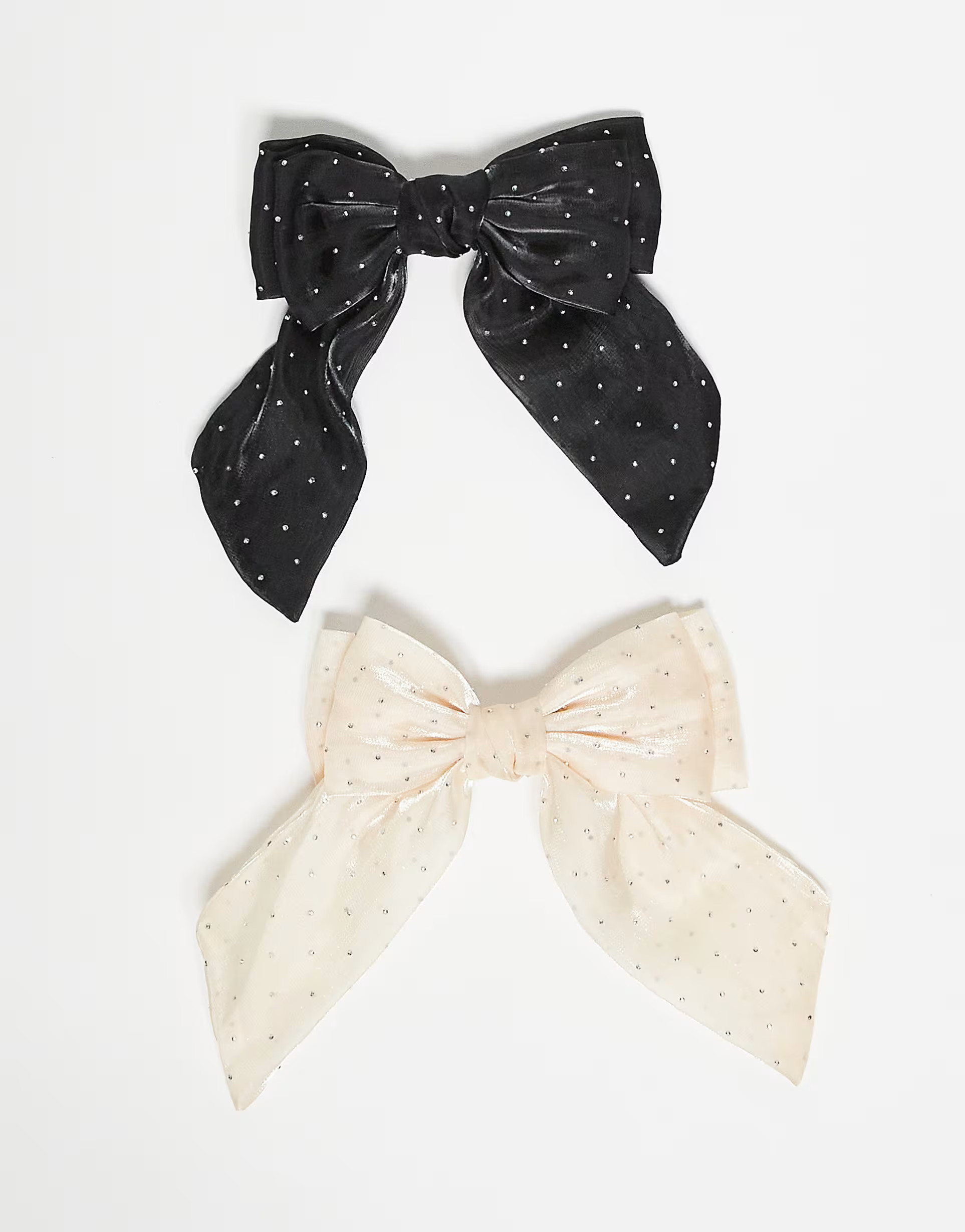ONLY 2-pack rhinestone details bow hair clip in cream | ASOS | ASOS (Global)