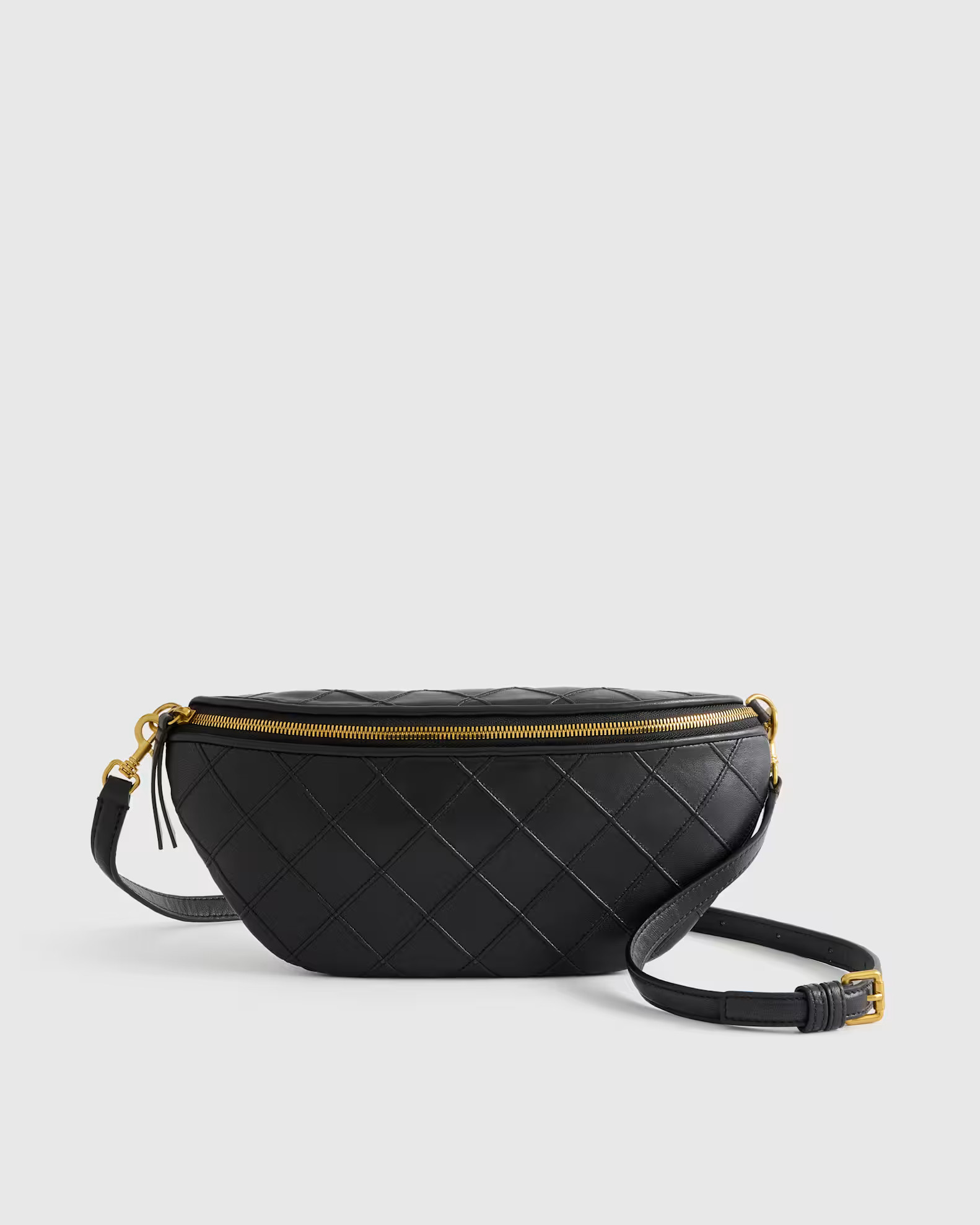 Italian Leather Diamond Stitch Sling in Black | Quince