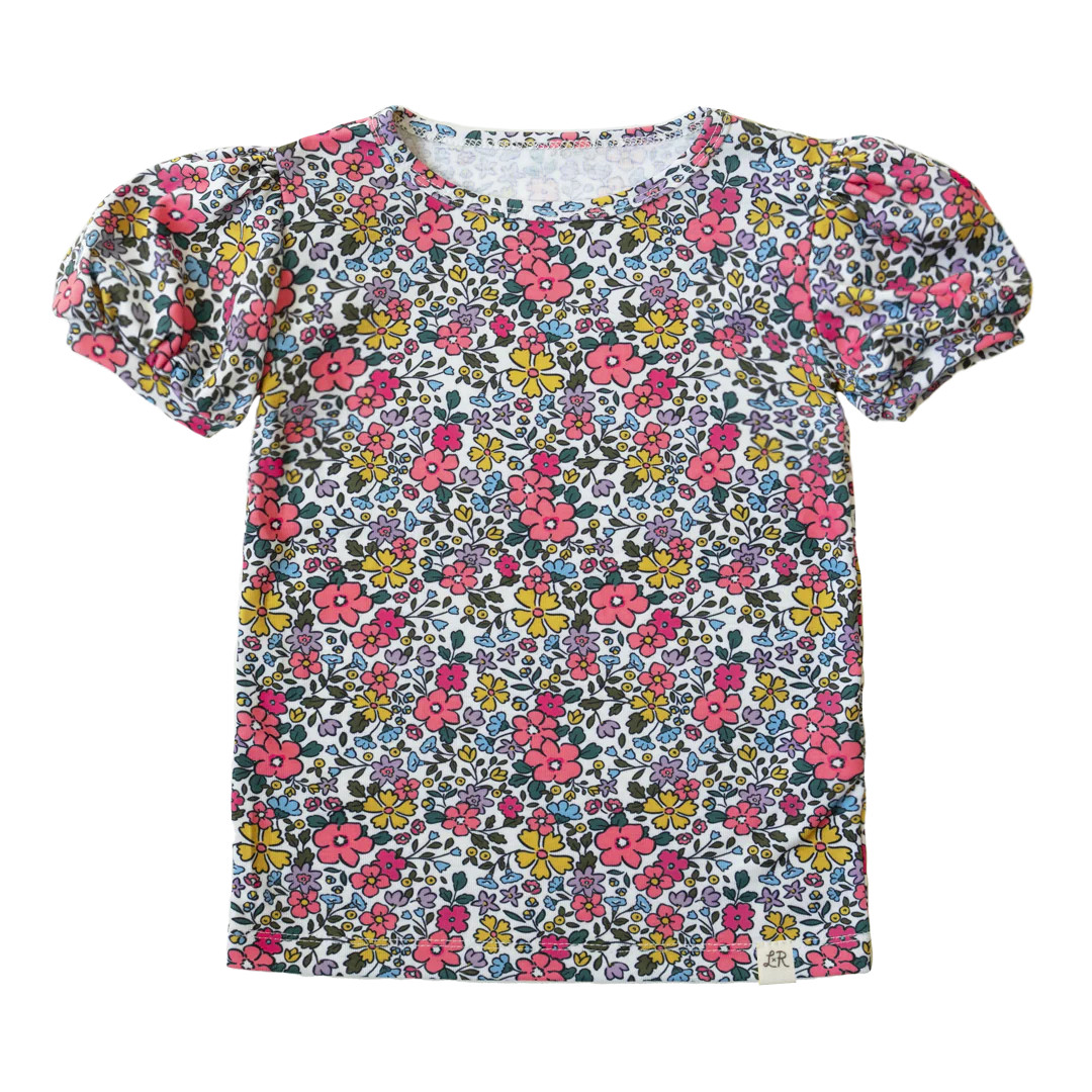 Tropic Floral Puff Sleeve Shirt | Little Road Co.