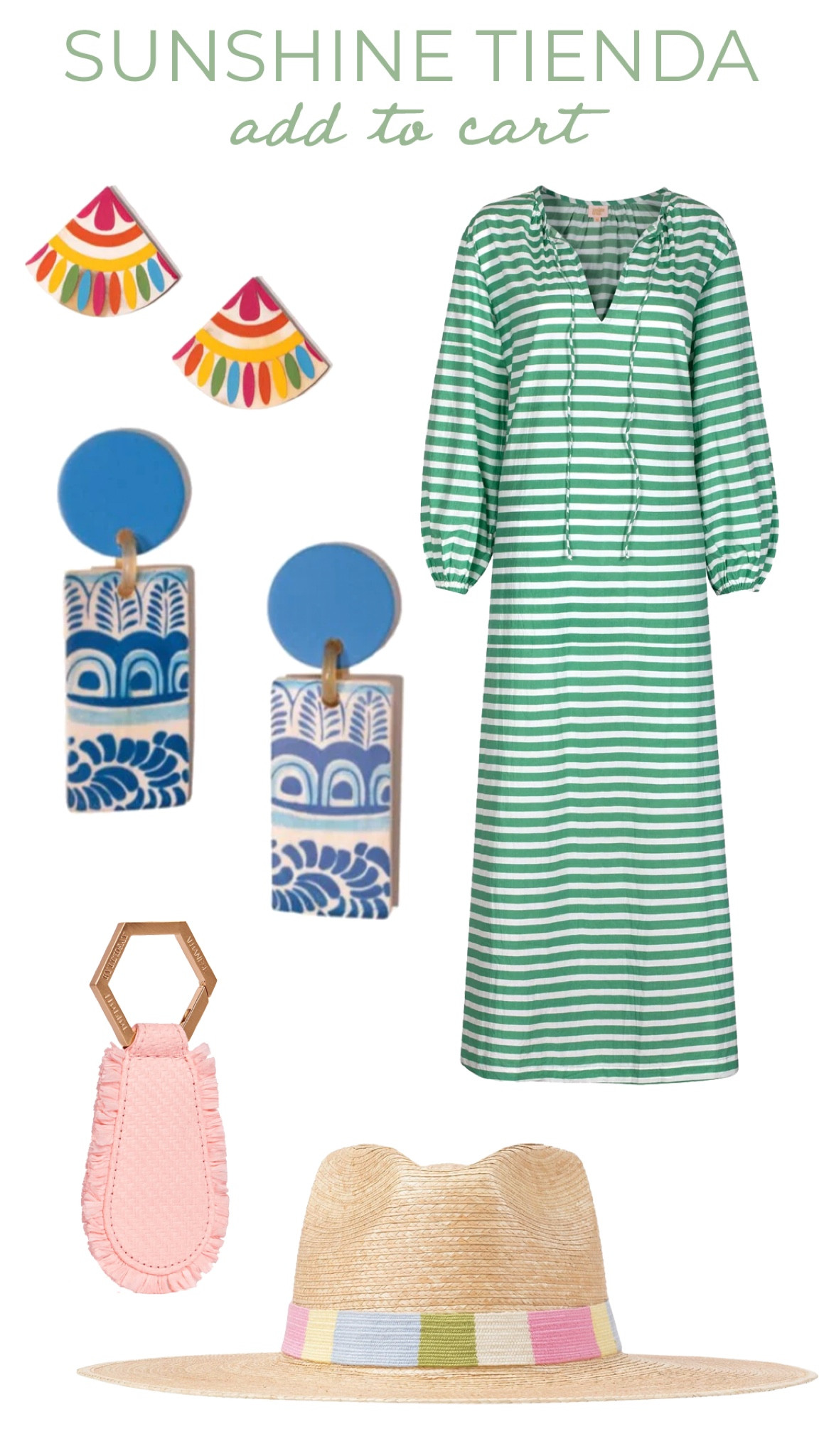 Sunshine Tienda is one of my favorite brands for resort wear and vacation outfits! Their colorful hats, earrings, and now clothes make you ready for warm weather and plenty of sunshine. 

Classic style, preppy, preppy style,  casual style, casual outfit,  outfit ideas, casual chic, elevated style, vacation outfit, vacation style, resort style, dress, earrings 