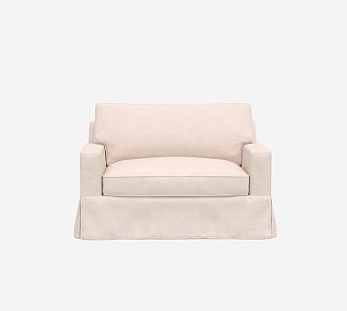 Buchanan Square Arm Slipcovered Twin Sleeper Sofa with Memory Foam Mattress | Pottery Barn (US)