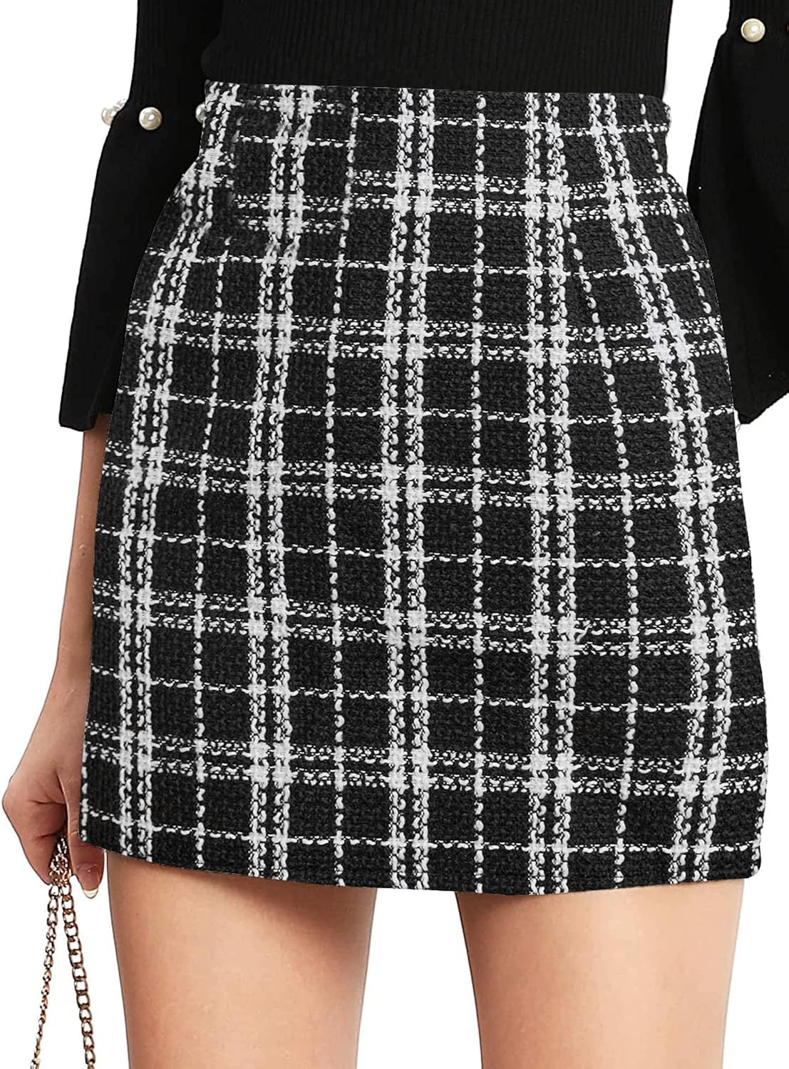 Floerns Women's Plaid High Waist Bodycon Mini Skirt | Amazon (US)