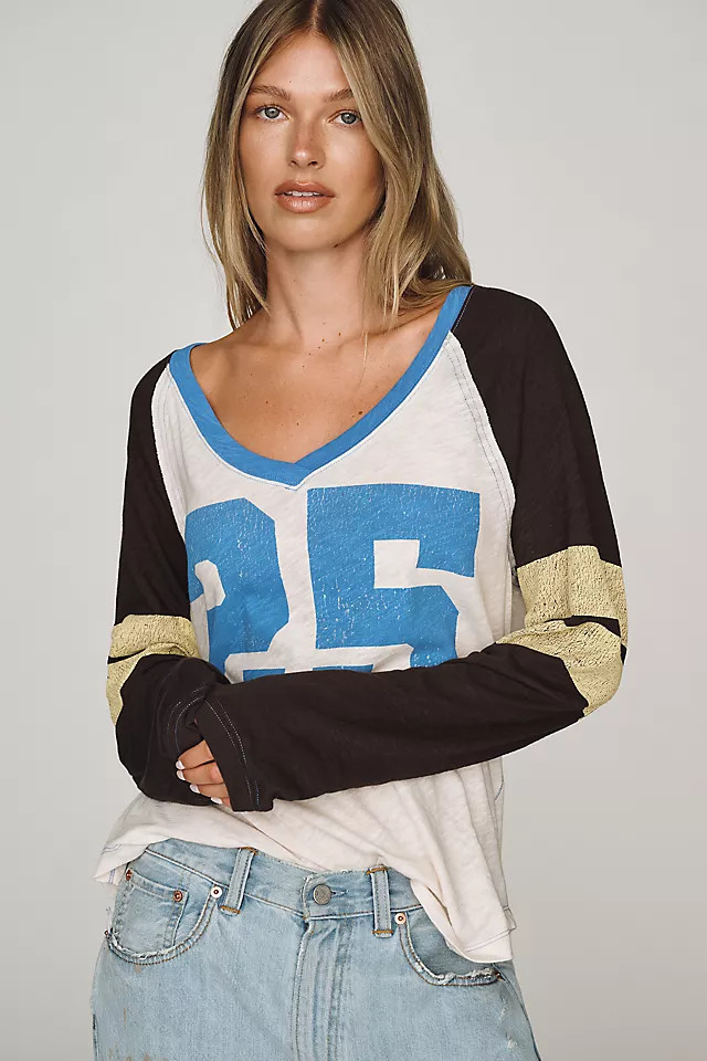 100% Cotton Long-Sleeve Varsity Shirt Top | Anthropologie (US)