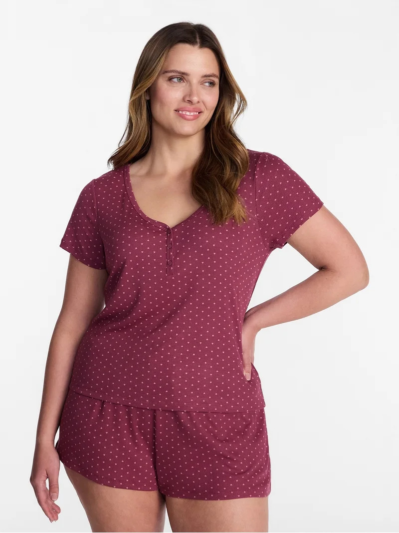 Joyspun Women\u2019s Modal Blend Ribbed Henley Sleep Top, Sizes XS-3X | Walmart (US)
