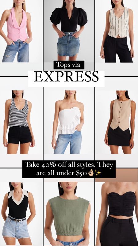 Take 40% off Express sitewide! Rounding up my favorite tops here!!
All these tops are under $50!


#LTKfindsunder50 #LTKsalealert #LTKfindsunder100