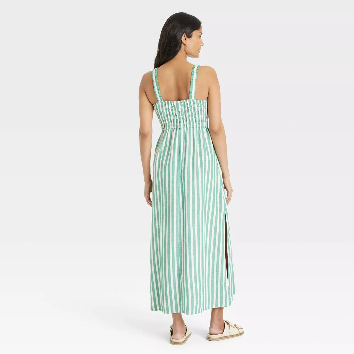 Women's Maxi A-Line Dress - Universal Thread™ Green Striped S | Target