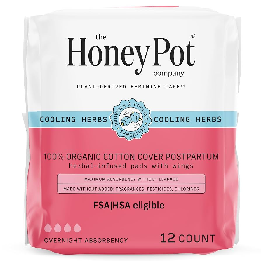 The Honey Pot Company - Herbal Postpartum Pads w/Wings - Infused w/Essential Oils for Cooling Eff... | Amazon (US)