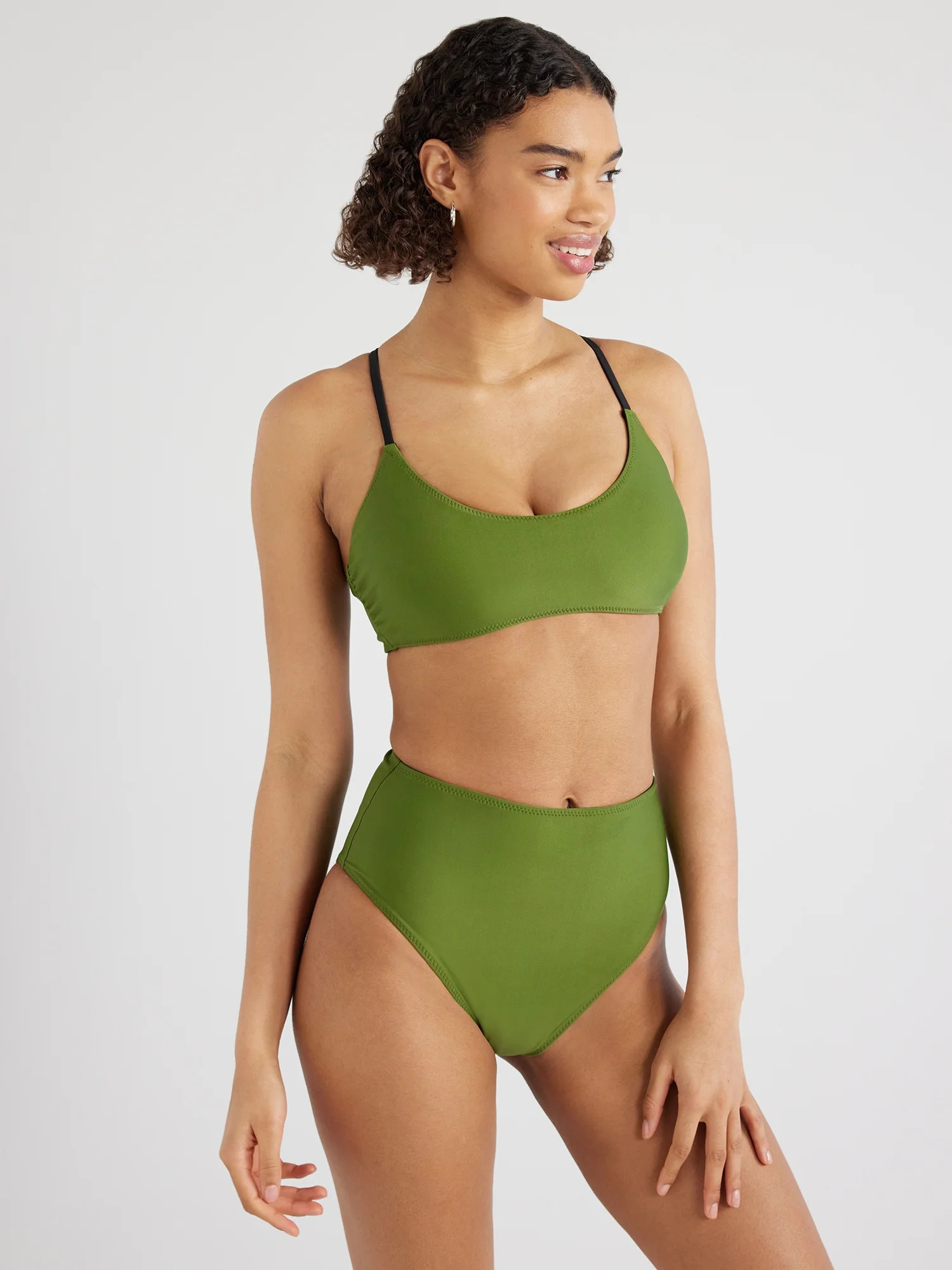No Boundaries Reversible Bralette Swim Top with High-Waisted Bikini Bottoms, 2-Piece Set, Sizes S... | Walmart (US)