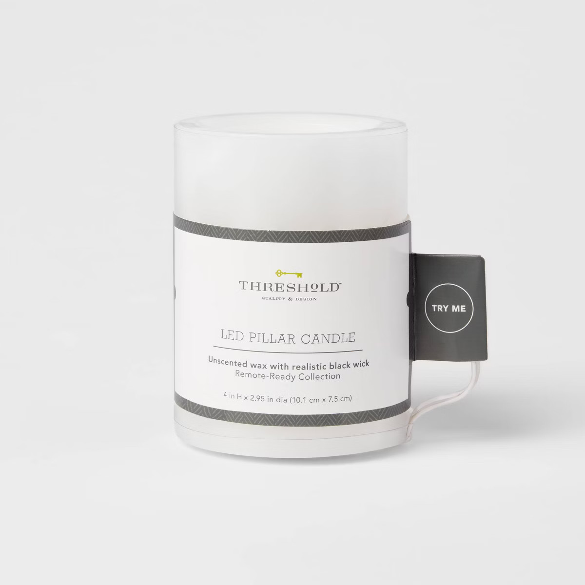 4" x 3" LED Flameless Black Wick Candle White - Threshold™: Wax Pillar, Battery Operated | Target