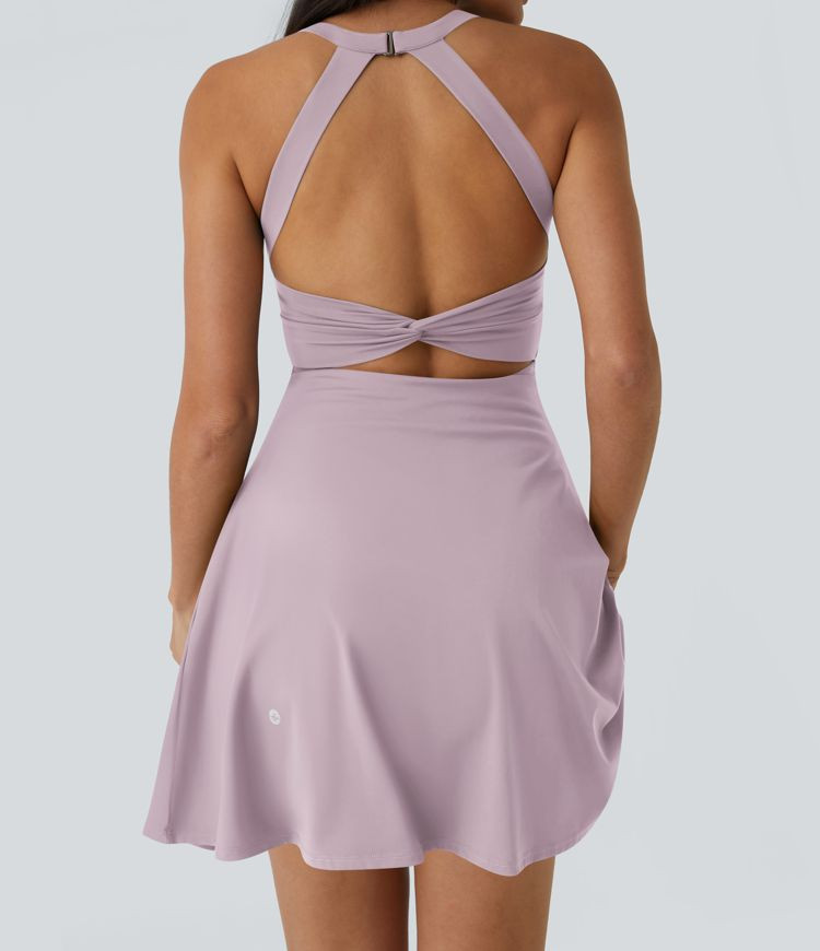 Women’s Backless Twisted Flare Dance Active Dress-Longer Length-Easy Peezy Edition - Halara | HALARA