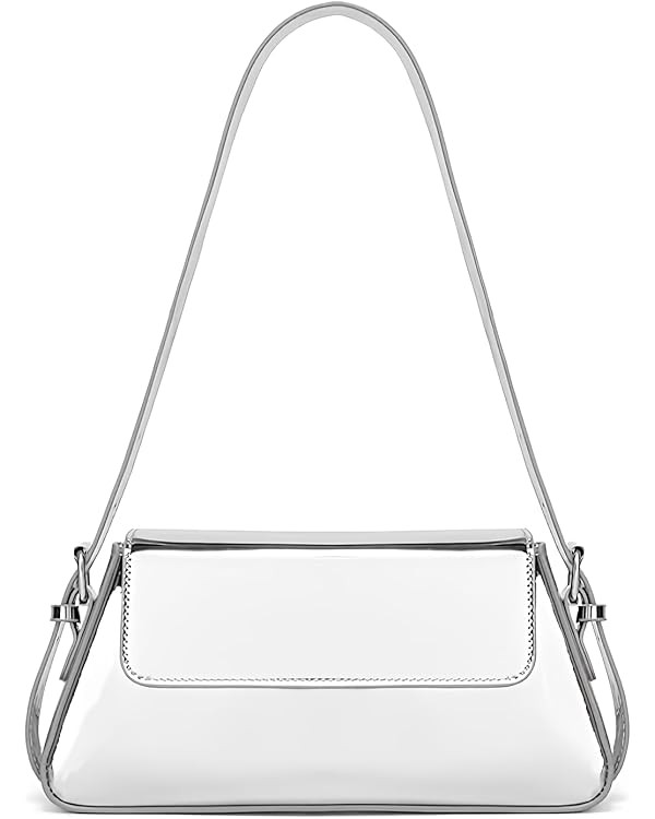 Silver Metallic Evening Bag for Women Y2K Silver Leather Shoulder Bags Sparkle Purse for Prom Wed... | Amazon (US)