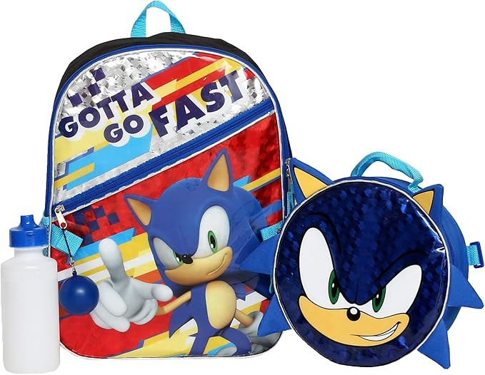 Boys 4PC Sonic the Hedgehog Licensed Backpack and Lunch Set | Amazon (US)