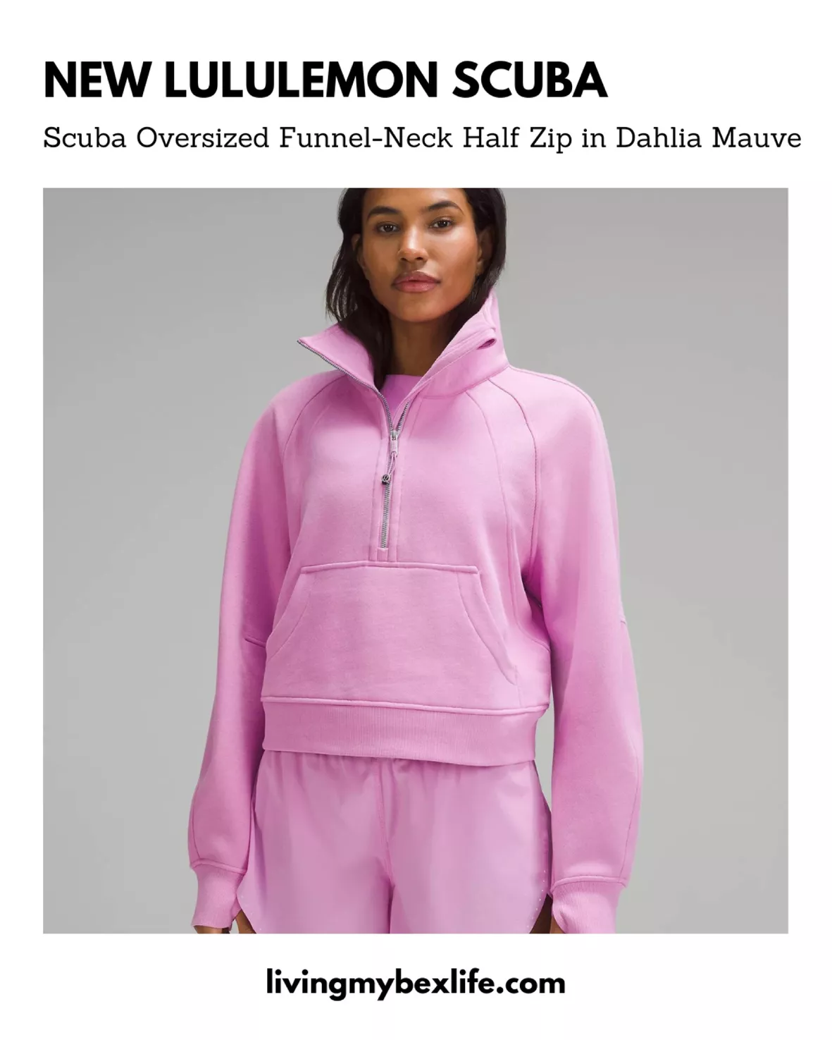 lululemon athletica Scuba Oversized Funnel-neck Half Zip Long in Pink