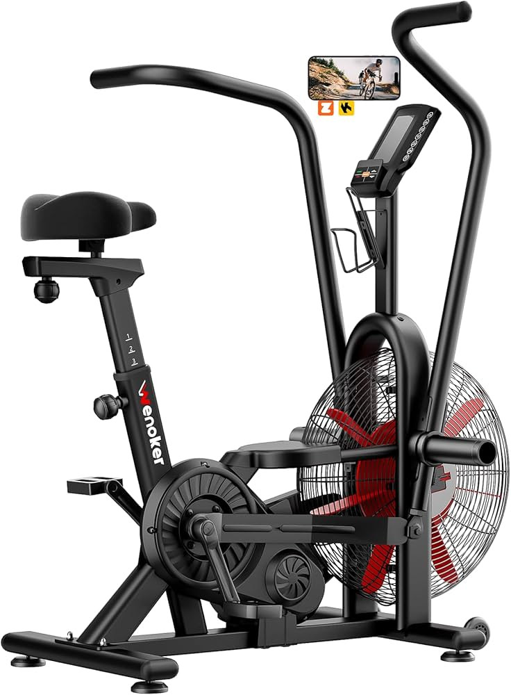Air Bike, Wenoker Exercise Bike Air Resistance Stationary Bike for Home, Indoor Bike with Dual Ac... | Amazon (US)