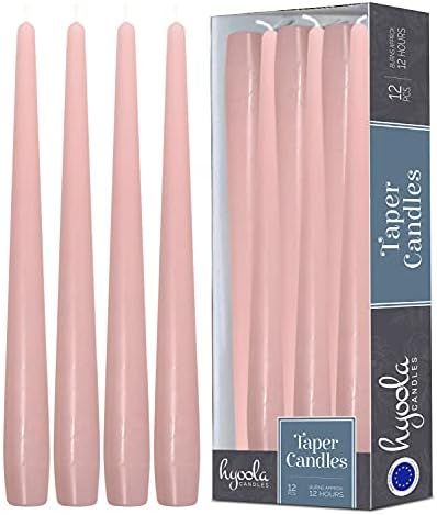 Hyoola Tall Taper Candles - 12 Inch Light Pink Unscented Dripless Taper Candles - 10 Hour Burn Ti... | Amazon (US)