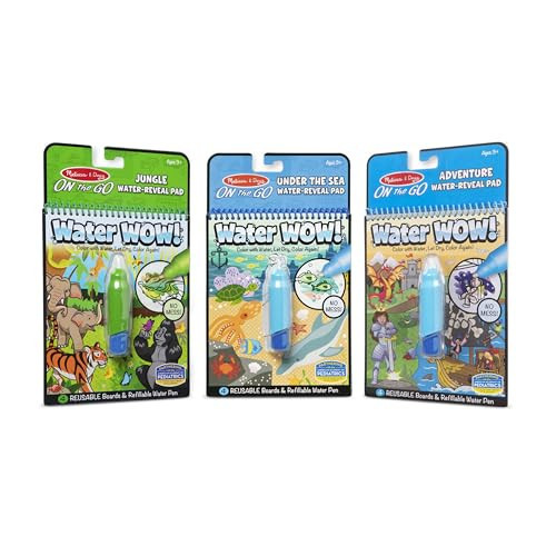 Melissa & Doug On The Go Water Wow! Reusable Color with Water Activity Pad 3-Pack (Jungle, Under The Sea & Adventure) - Chunky-Size Pen | Amazon (US)
