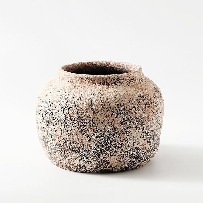 ALMA Artisanal Crackle Textured Ceramic Vase Pot|Unique Flower Vase for Rustic Farmhouse Home Dec... | Amazon (US)