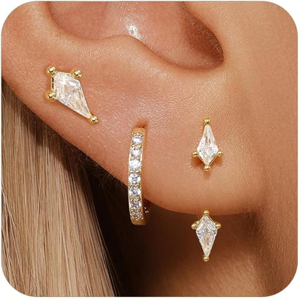 GEORGE · SMITH Stud Earrings for Women, Earring Sets for Multiple Piercing, 3 Pairs Earrings Set... | Amazon (US)