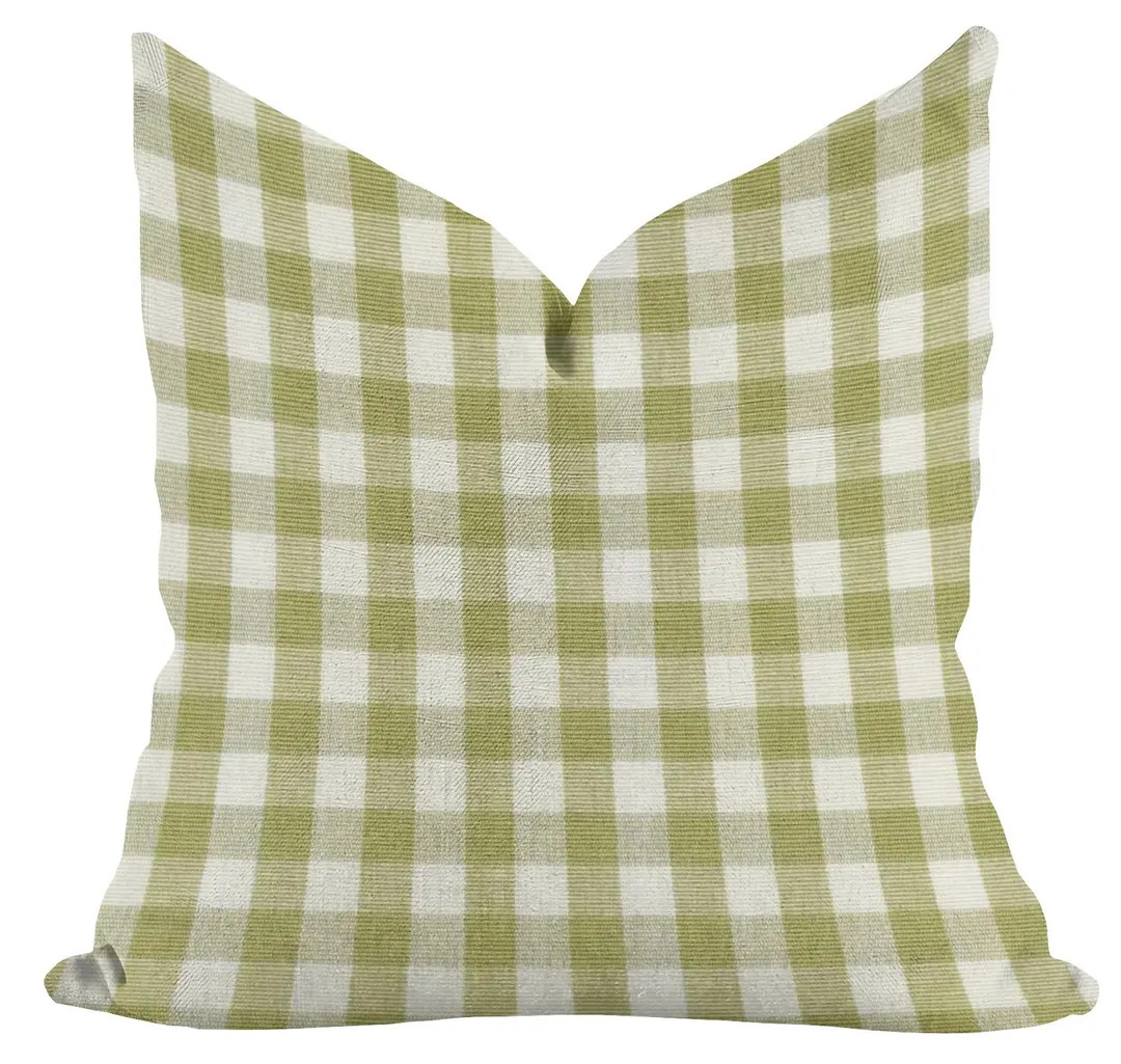 Custom Green Gingham Pillows– Farmhouse Check Plaid Cushions, Any Size Designer Decorative Acce... | Etsy (DACH)