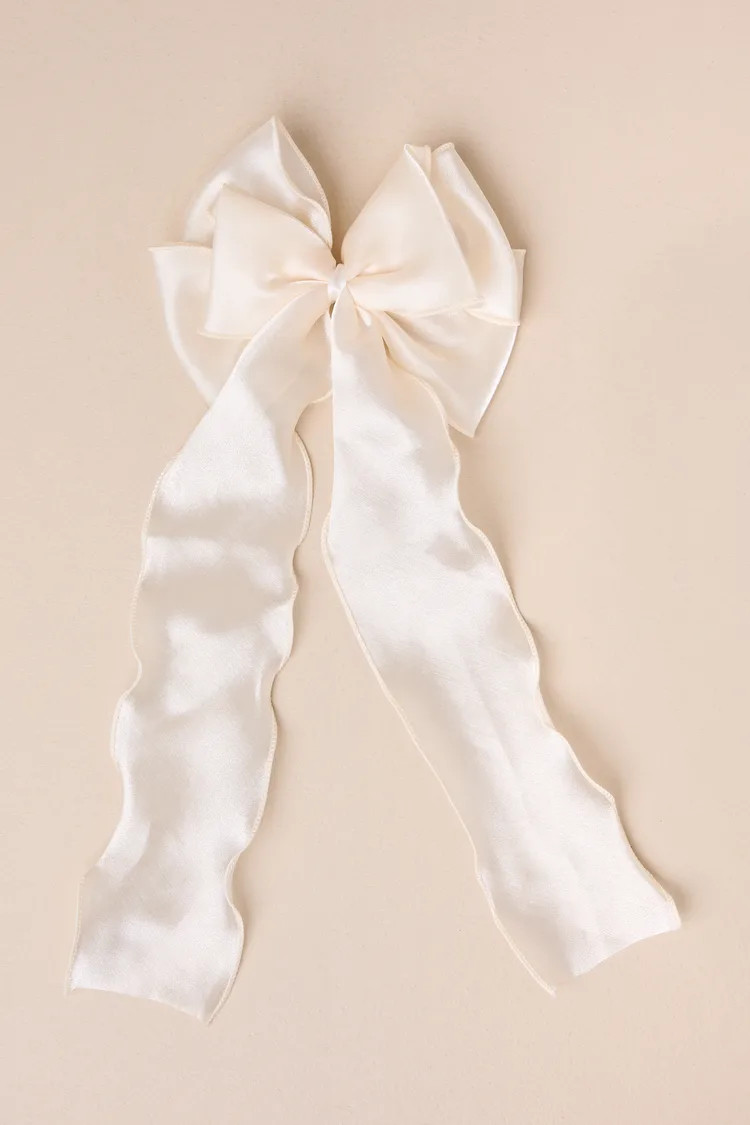Gorgeous Adornment Ivory Oversized Double Bow Hair Clip Barrette | Lulus