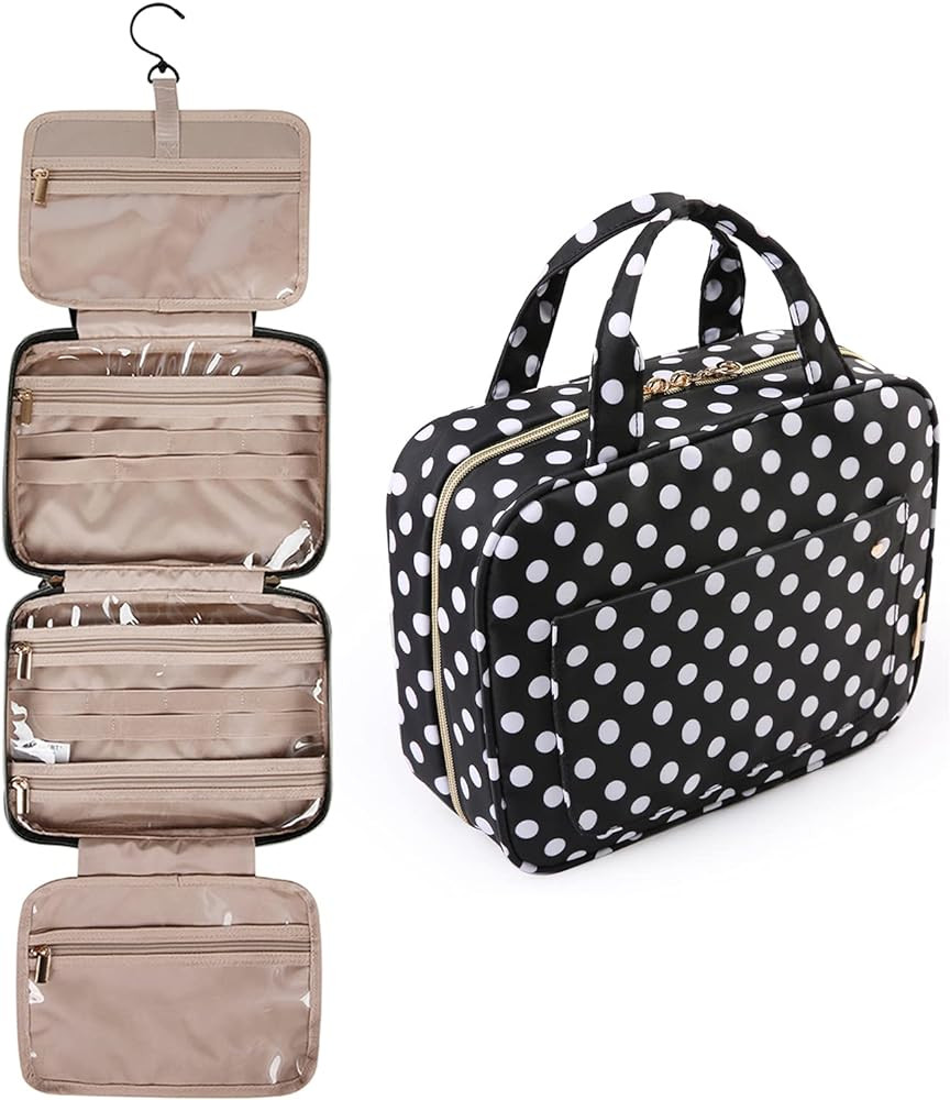 BAGSMART Toiletry Bag Travel Bag with Hanging Hook, Water-resistant Makeup Cosmetic Bag Travel Or... | Amazon (US)