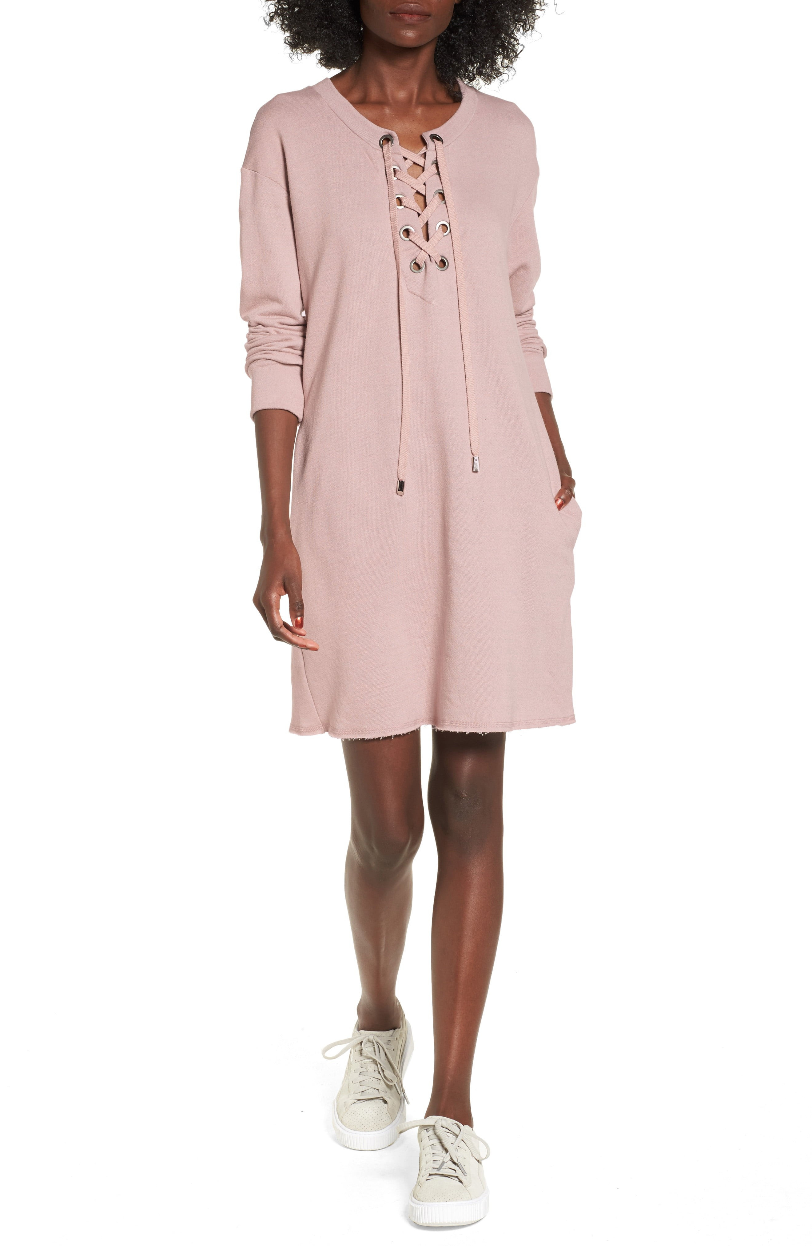 Lace-Up Sweatshirt Dress | Nordstrom
