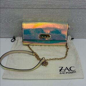 ZAC Zac Posen Silver Clutch/Crossbody with Gold Hardware | Poshmark
