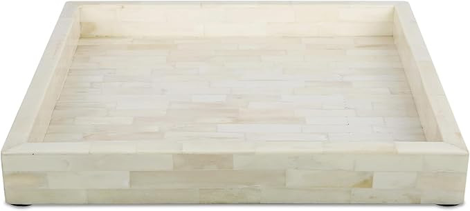 Handicrafts Home Classic Pattern Inspired Decorative Trays 12x12 - Chic White Centerpiece, Versat... | Amazon (US)