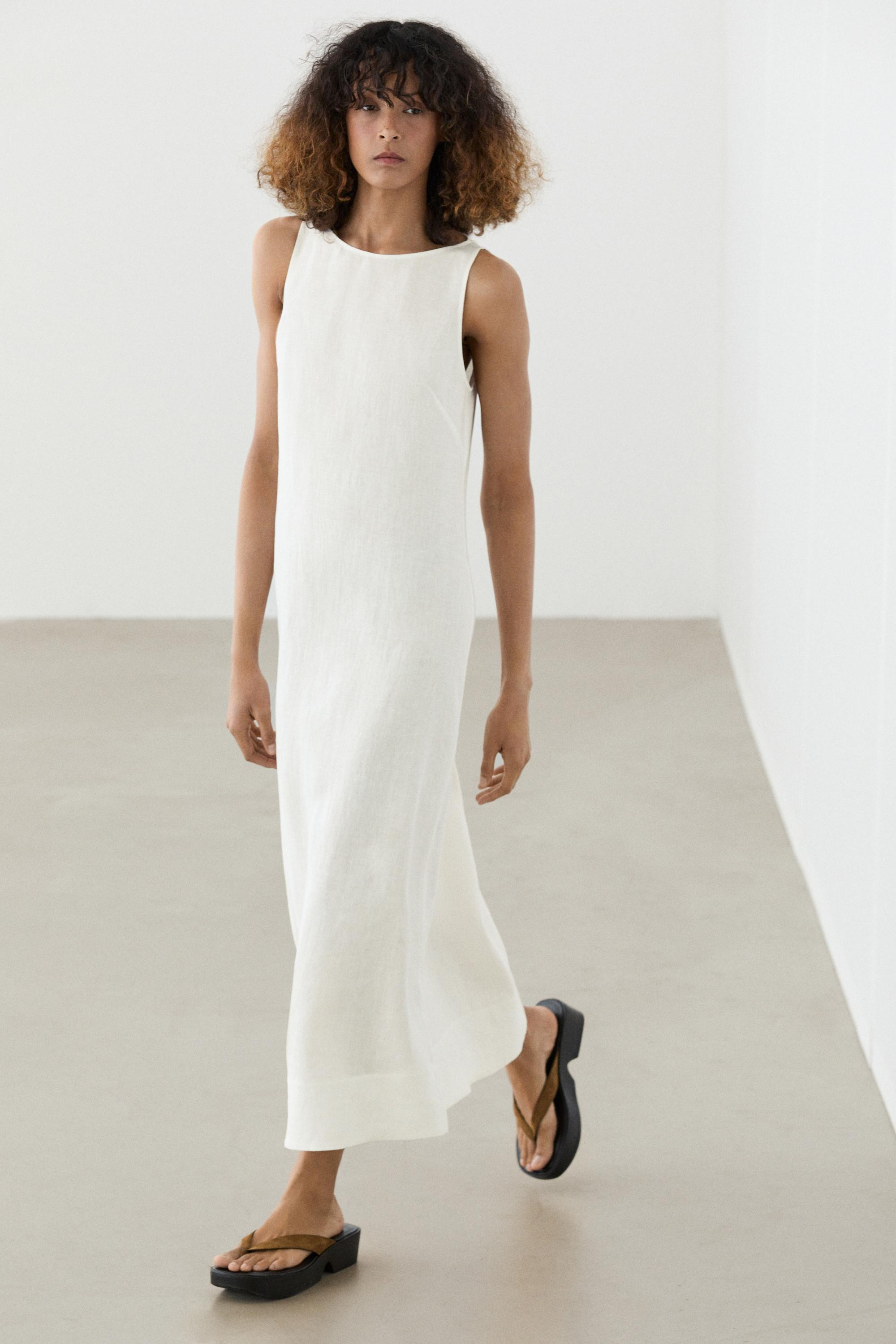 100% linen halter dress | Massimo Dutti UK