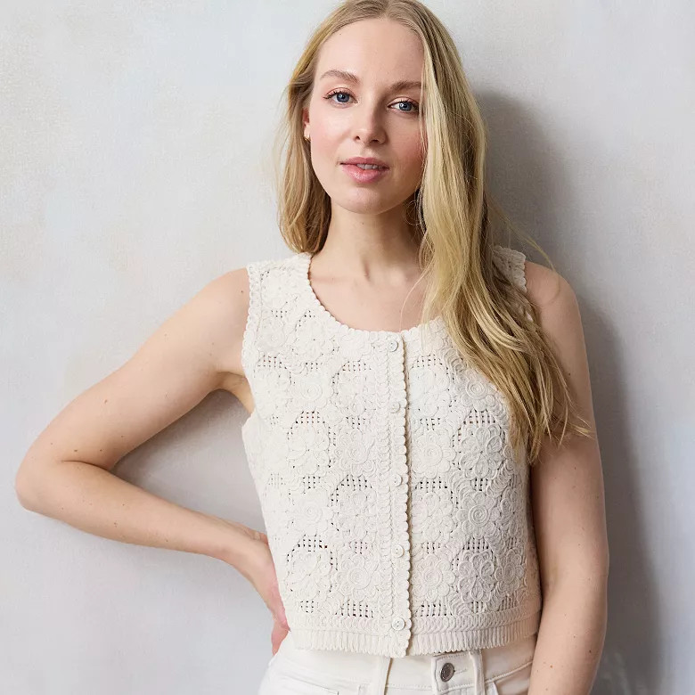 Women's LC Lauren Conrad Crochet Vest | Kohl's