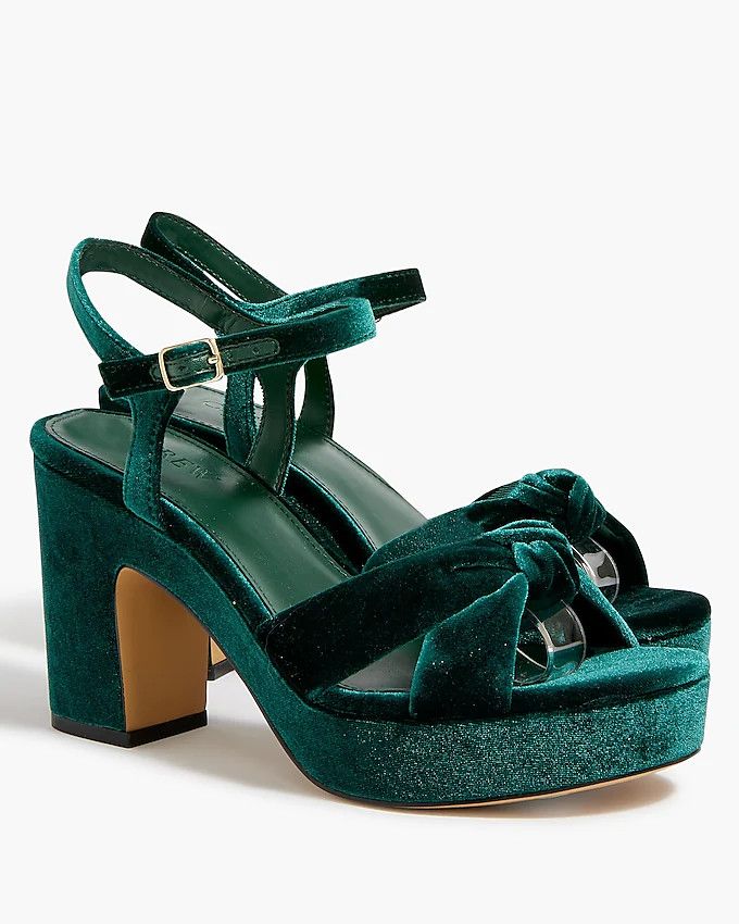 Velvet platform heels | Green Shoes | Christmas Shoes | Family Photos Shoes | Christmas Heels  | J.Crew Factory