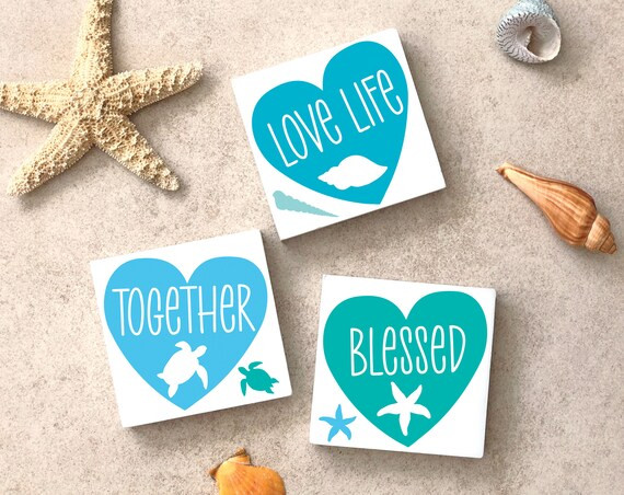 Beachy Valentine Signs Love Life Blessed Together Valentines | Etsy | Etsy (US)
