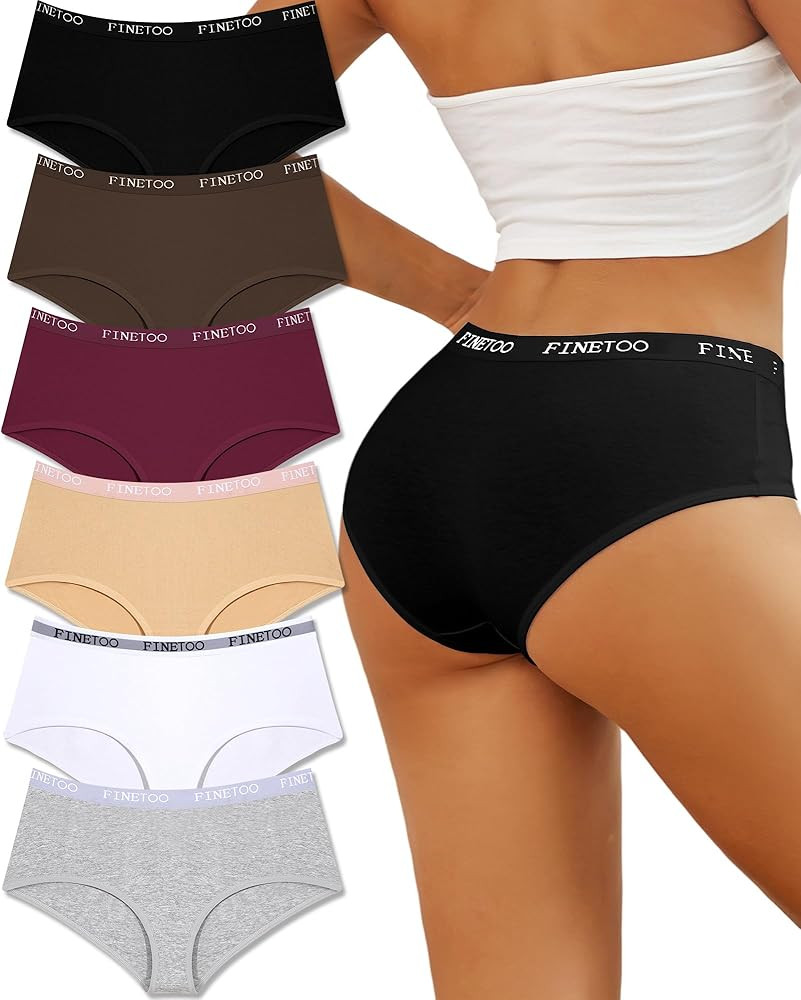 FINETOO Womens Underwear Cotton Hipster Sexy Panties Full Coverage Briefs Stretch Bikinis Comfort... | Amazon (US)