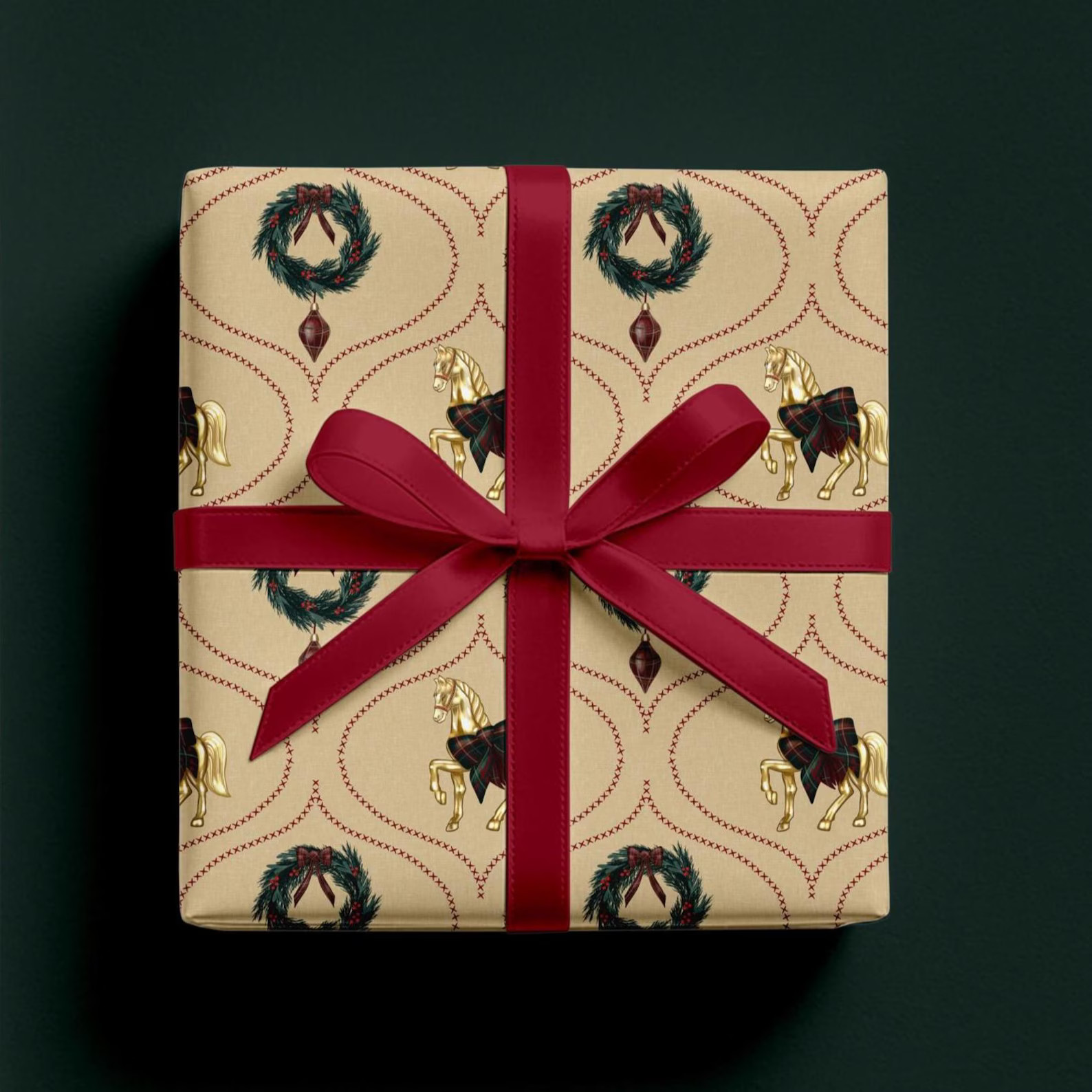 Equestrian Christmas Gift Wrap, Luxury Horse Holiday Wrapping Paper, Country Heritage Plaid Gift ... | Etsy (US)